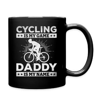 Cycling is my game Dad is my name - Full Colour Mug - black - Right