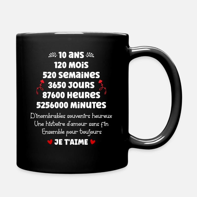 10 ans d'amour je t'aime pour toujours - Mug uni - noir