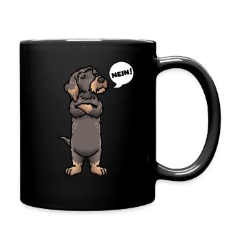 Rauhaardackel Dackel Hund - Tasse einfarbig - Schwarz - Rechts