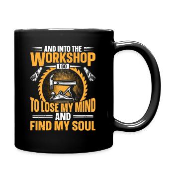 And Into The Workshop Carpenter Craft Woodworking - Full Colour Mug - black - Right