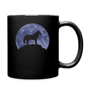 Loup Chien Lune Forêt Animaux Animal Lover Cadeau - Mug uni - noir - Droite