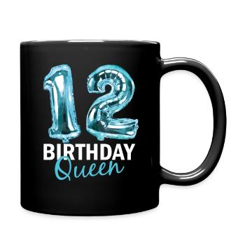 12 Years Birthday Gift Girl Balloons Print - Full Colour Mug - black - Right