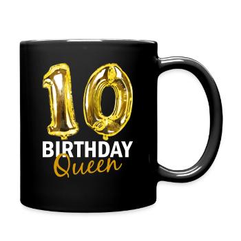 10 Years Birthday Gift Girl Balloons Print - Full Colour Mug - black - Right