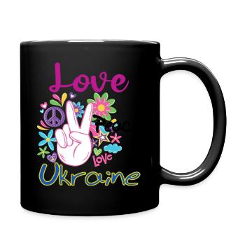Help Ukraine - Love Peace Ukraine - Full Colour Mug - black - Right