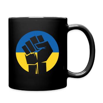 Ukraine flag raised fist - Full Colour Mug - black - Right