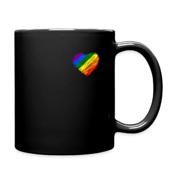 Herz Regenbogenfarben Pride LGBTQ - Tasse einfarbig - Schwarz - Rechts