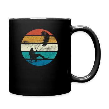 Kitesurf vintage, Kitesurfer, Coucher de soleil - Mug uni - noir - Droite
