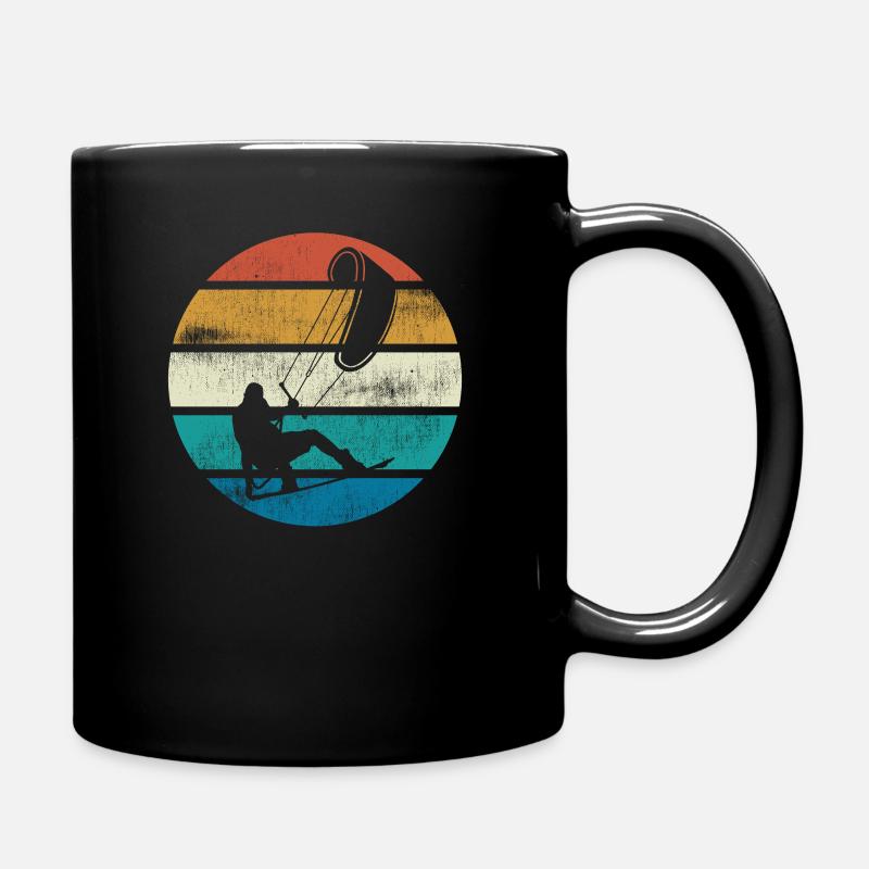Kitesurf vintage, Kitesurfer, Coucher de soleil - Mug uni - noir