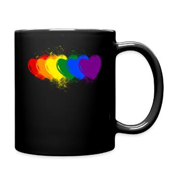 colourful hearts - Full Colour Mug - black - Right