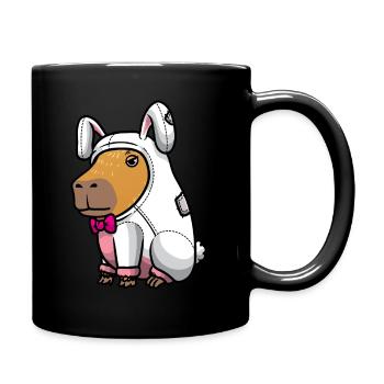Ostern Osterhase Capybara Nagetier - Tasse einfarbig - Schwarz - Rechts