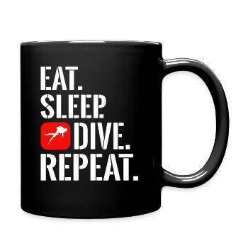 Diving Eat Sleep Dive Repeat Gift Saying - Full Colour Mug - black - Right