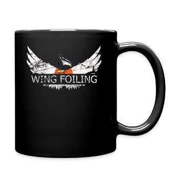 Wing Foiling or Wing Surf and Wing surfing Design - Full Colour Mug - black - Right