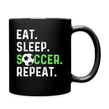 Eat sleep soccer repeat - Full Colour Mug - black - Right