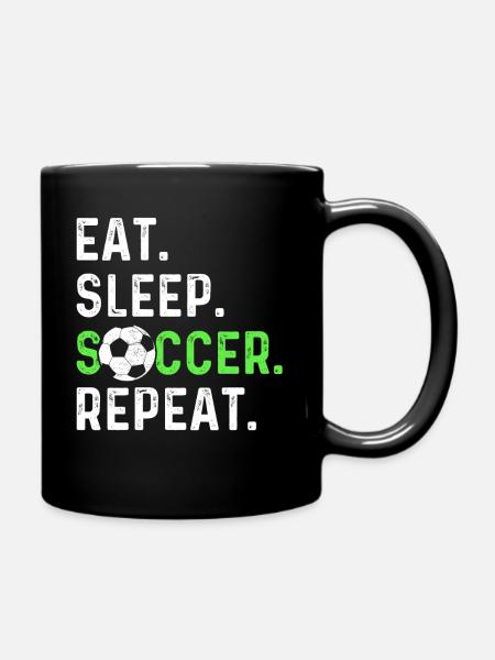 Eat sleep soccer repeat - Tasse einfarbig - Schwarz