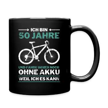 50 Jahre 50. Geburtstag Fahrrad ohne Akku - Tasse einfarbig - Schwarz - Rechts