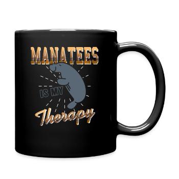 Manatees are my therapy - Full Colour Mug - black - Right