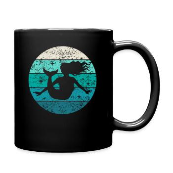 Mermaid Gift Ladies Girls Retro Vintage - Full Colour Mug - black - Right