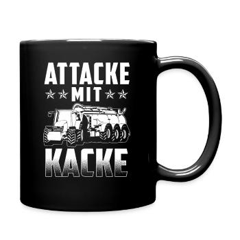 Attacke mit Kacke - Tasse einfarbig - Schwarz - Rechts