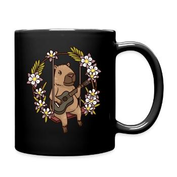 Capybara Rodent Guitar - Full Colour Mug - black - Right