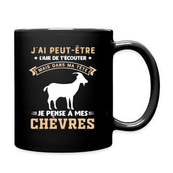 Humour | Dans ma tête je pense à mes chèvres - Mug uni - noir - Droite