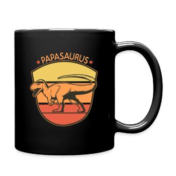 Vater Papasaurus - Tasse einfarbig - Schwarz - Rechts
