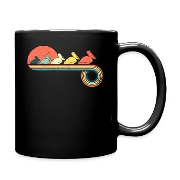 Pelican Retro Vintage Sunset Rainbow Farbe - Tasse einfarbig - Schwarz - Rechts