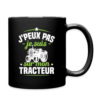 J'peux pas je suis sur mon tracteur humour cadeau - Mug uni - noir - Droite