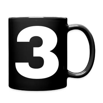 Zahl 3 Tshirt - Tasse einfarbig - Schwarz - Rechts