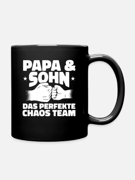 Papa und Sohn das perfekte Chaos Team - Tasse einfarbig - Schwarz
