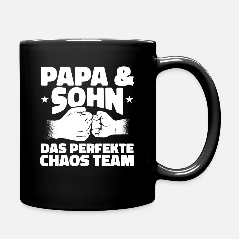 Papa und Sohn das perfekte Chaos Team - Tasse einfarbig - Schwarz