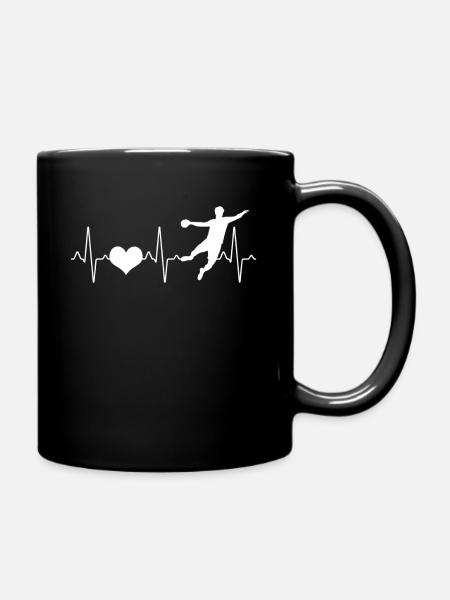 Handball Herzschlag - Tasse einfarbig - Schwarz