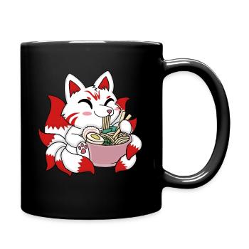 Mignon Kitsune Ramen Nouilles japonaises Kawaii - Mug uni - noir - Droite
