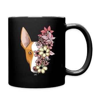 Podenco Ibicenco Dog With Flowers - Full Colour Mug - black - Right