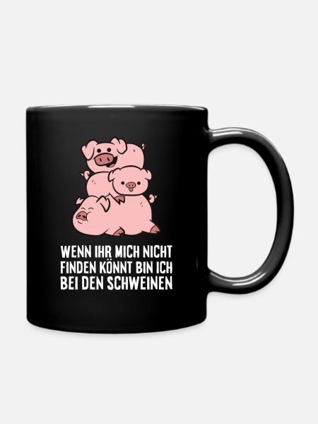 Landwirtschaft Schweine Schweinchen Bauernhoff - Tasse einfarbig - Schwarz