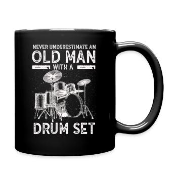 Never Underestimate An Old Man With A Drum Set - Full Colour Mug - black - Right