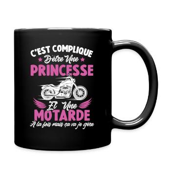 Compliqué d'être une princesse et une motarde - Mug uni - noir - Droite
