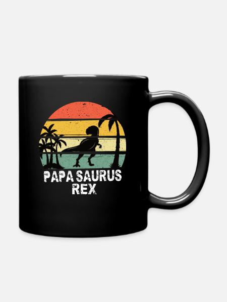 Papa Saurus Rex - Tasse einfarbig - Schwarz