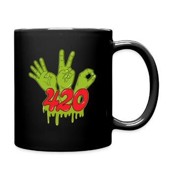 420 hands design cannabis weed ganja - Tasse einfarbig - Schwarz - Rechts