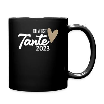 Tante 2023 - Werdende Tante - Tante werden - Tasse einfarbig - Schwarz - Rechts