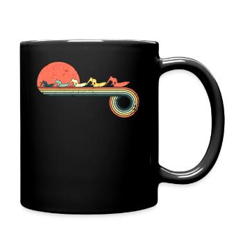 Surfing Surfer Board Retro Vintage Sunset Rainbow - Full Colour Mug - black - Right
