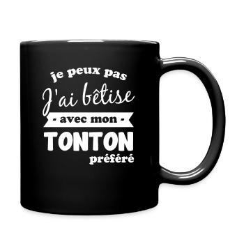 J'ai Bêtise Avec Mon Tonton Préféré Cadeau Tonton - Mug uni - noir - Droite