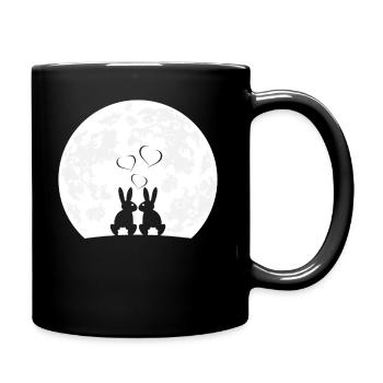 Cœur Lapin Lapin Dames Lune Amour Lapins - Mug uni - noir - Droite