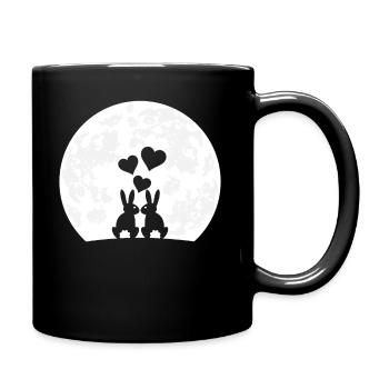 Coeur Lapin Lapin Dames Lune Amour Lapin Motif - Mug uni - noir - Droite