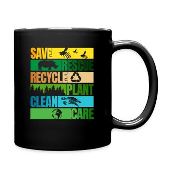 Save Bees Rescue Animal Recycle Plastict Earth Day - Tasse einfarbig - Schwarz - Rechts