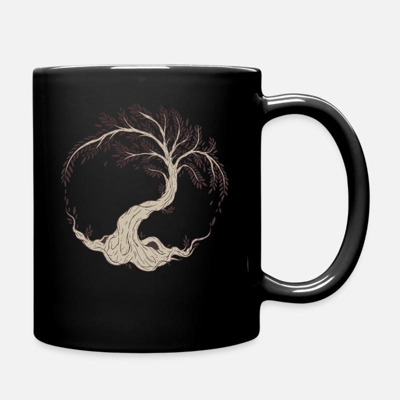Tree Yggdrasil Viking Celtic Norse Life Symbol - Full Colour Mug - black