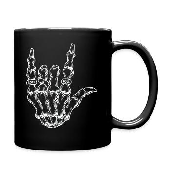 Rock & Roll Skeleton Guitar Music Lover - Full Colour Mug - black - Right