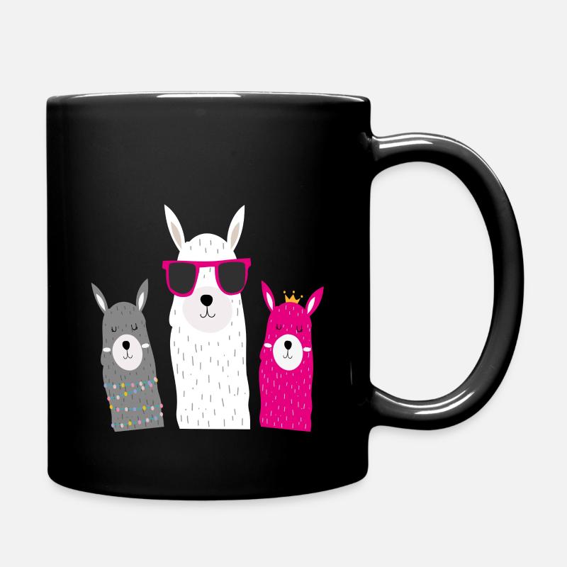 lustige Alpakas - Tasse einfarbig - Schwarz