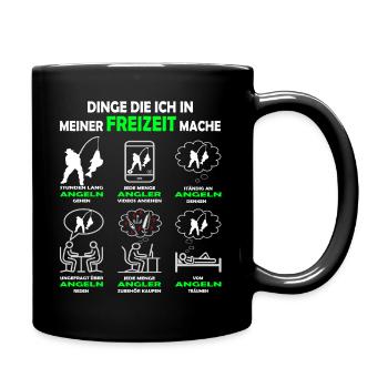 Dinge die ich in meiner Freizeit mache - Angeln - Tasse einfarbig - Schwarz - Rechts