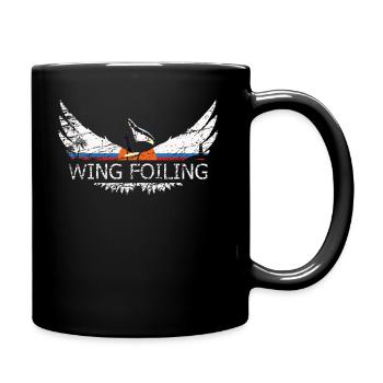 Wing Foiling or Wing Surf and Wing surfing Design - Full Colour Mug - black - Right