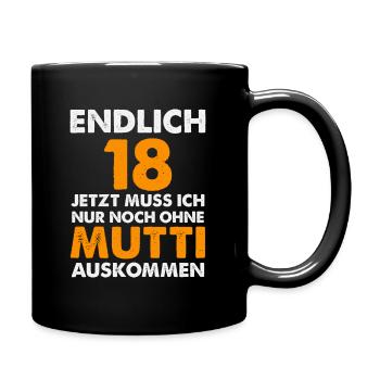 18.Geburtstag - Tasse einfarbig - Schwarz - Rechts